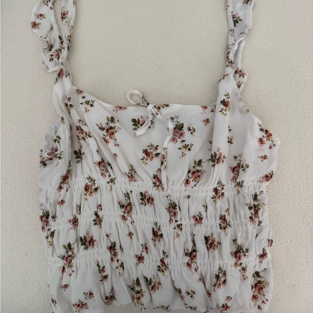 Reformation White Floral Tank Top